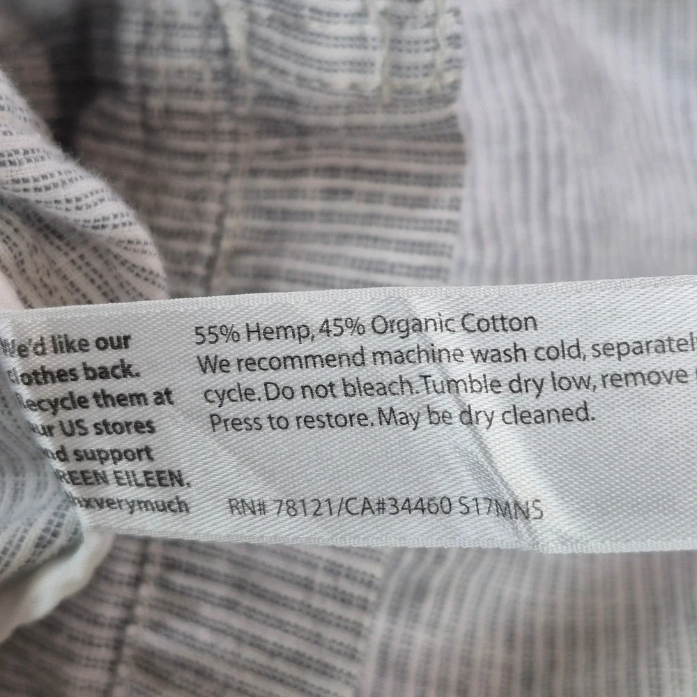 Eileen Fisher Blazer Womens XS Gray Pinstripe Hemp Organic Cotton Jacket
